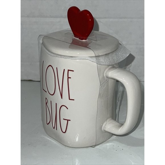 Rae Dunn Coffee Mug Love Bug Ceramic with Heart Top NEW - Picture 7 of 14